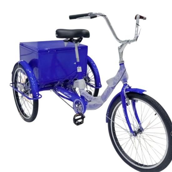 صورة دراجة بثلاث عجلات للكبار بصندوق خلفي مقاس 24 بوصة